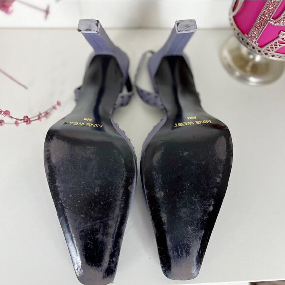 Nine West Injer Leather Slingback Square Toe Block Heels Purple Smoke Size 8.5 M - Picture 10 of 14